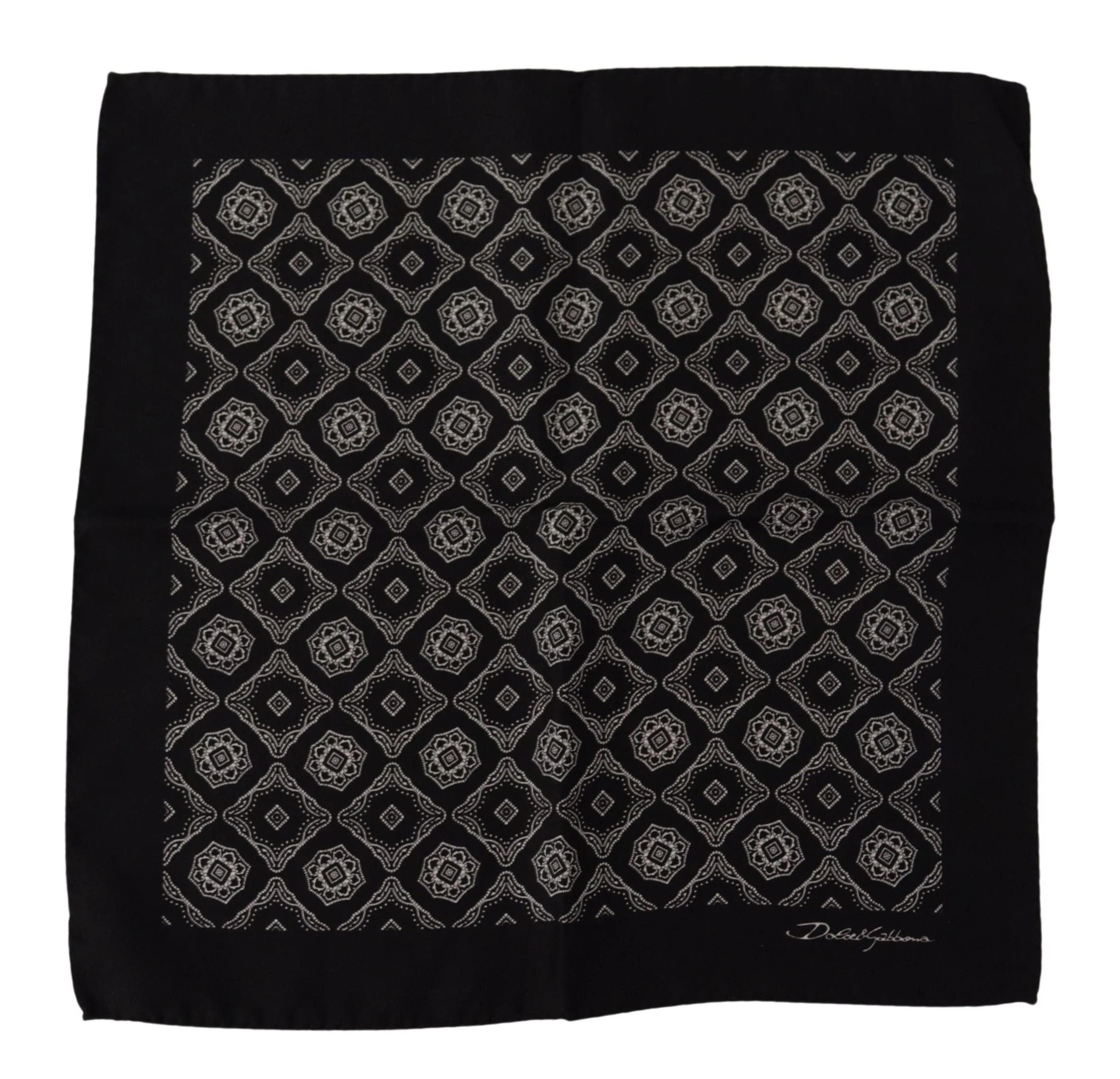 Dolce & Gabbana Black Geometric Patterned Square Handkerchief Scarf - Handkerchiefs