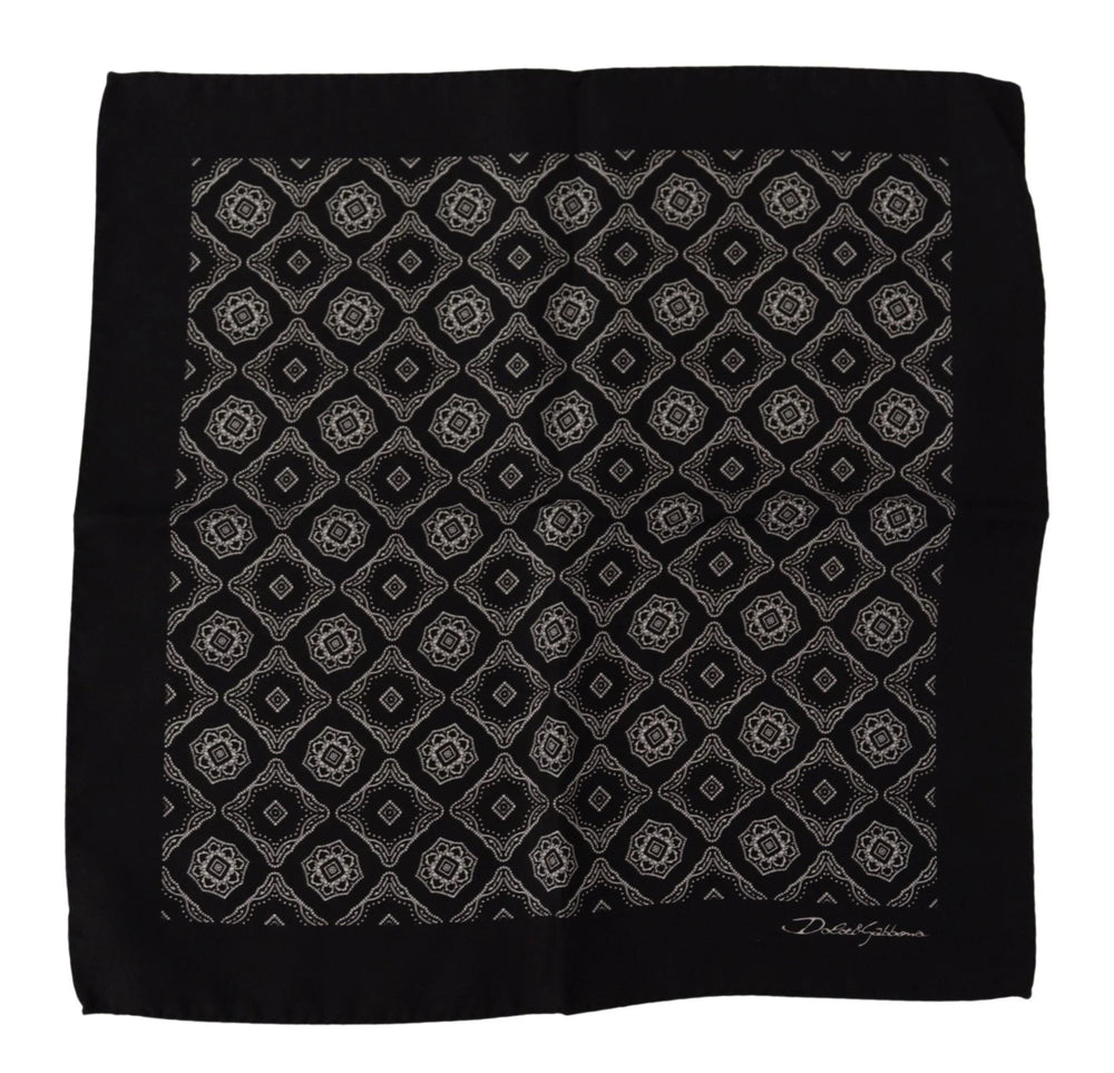 Dolce & Gabbana Black Geometric Patterned Square Handkerchief Scarf - Handkerchiefs