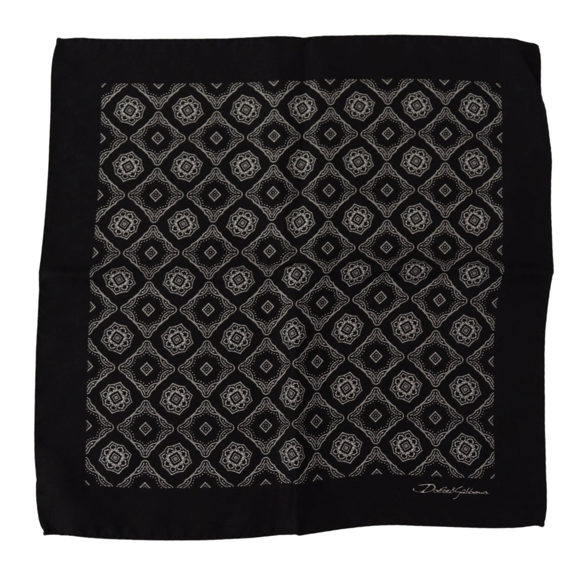 Dolce & Gabbana Black Geometric Patterned Square Handkerchief Scarf - Handkerchiefs