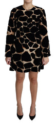 Dolce & Gabbana Black Giraffe Print Shift Mini Dress - IT36 | XS - Dresses
