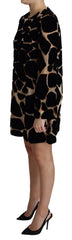 Dolce & Gabbana Black Giraffe Print Shift Mini Dress - IT36 | XS - Dresses