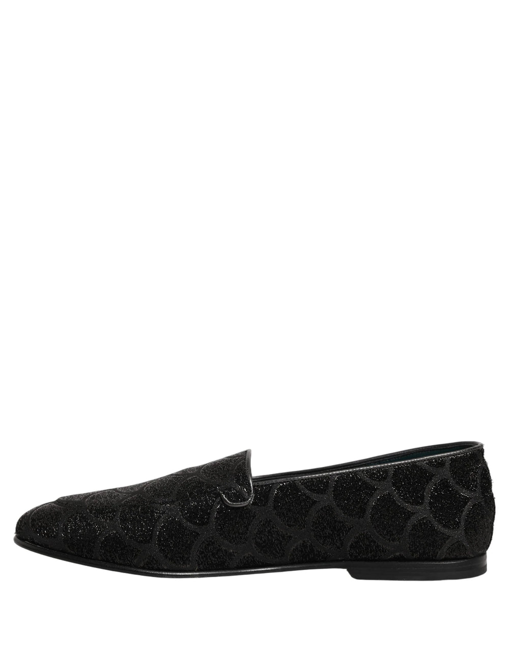 Dolce & Gabbana Black Glitter Brocade Men Dress Loafers Shoes - EU43/US10