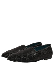 Dolce & Gabbana Black Glitter Brocade Men Dress Loafers Shoes - EU43/US10