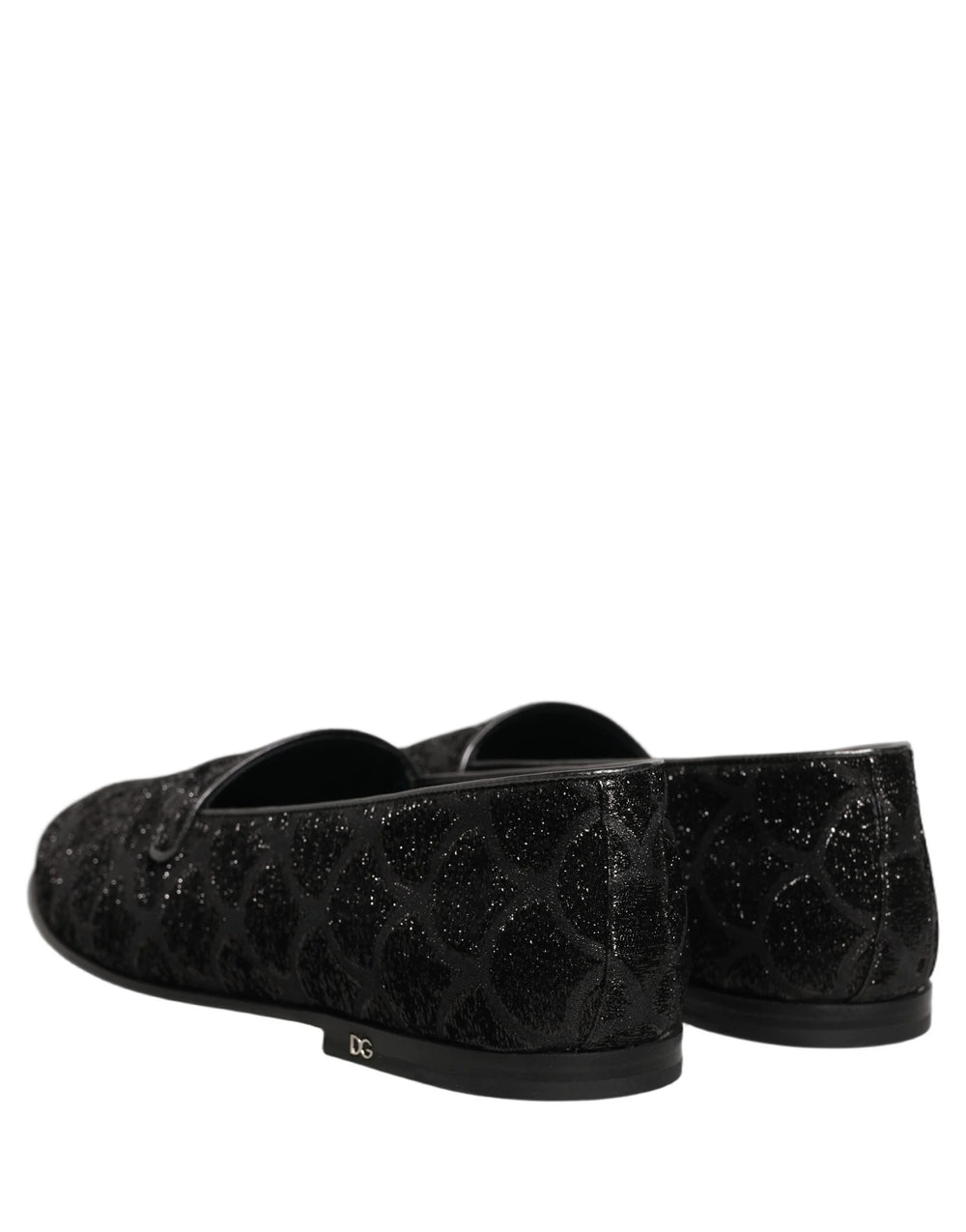Dolce & Gabbana Black Glitter Brocade Men Dress Loafers Shoes - EU43/US10