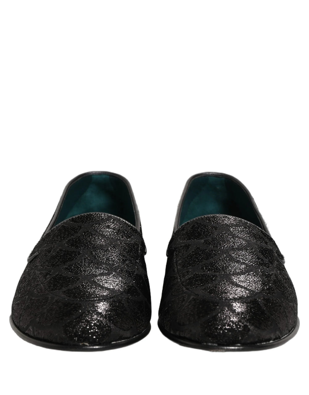 Dolce & Gabbana Black Glitter Brocade Men Dress Loafers Shoes - EU43/US10