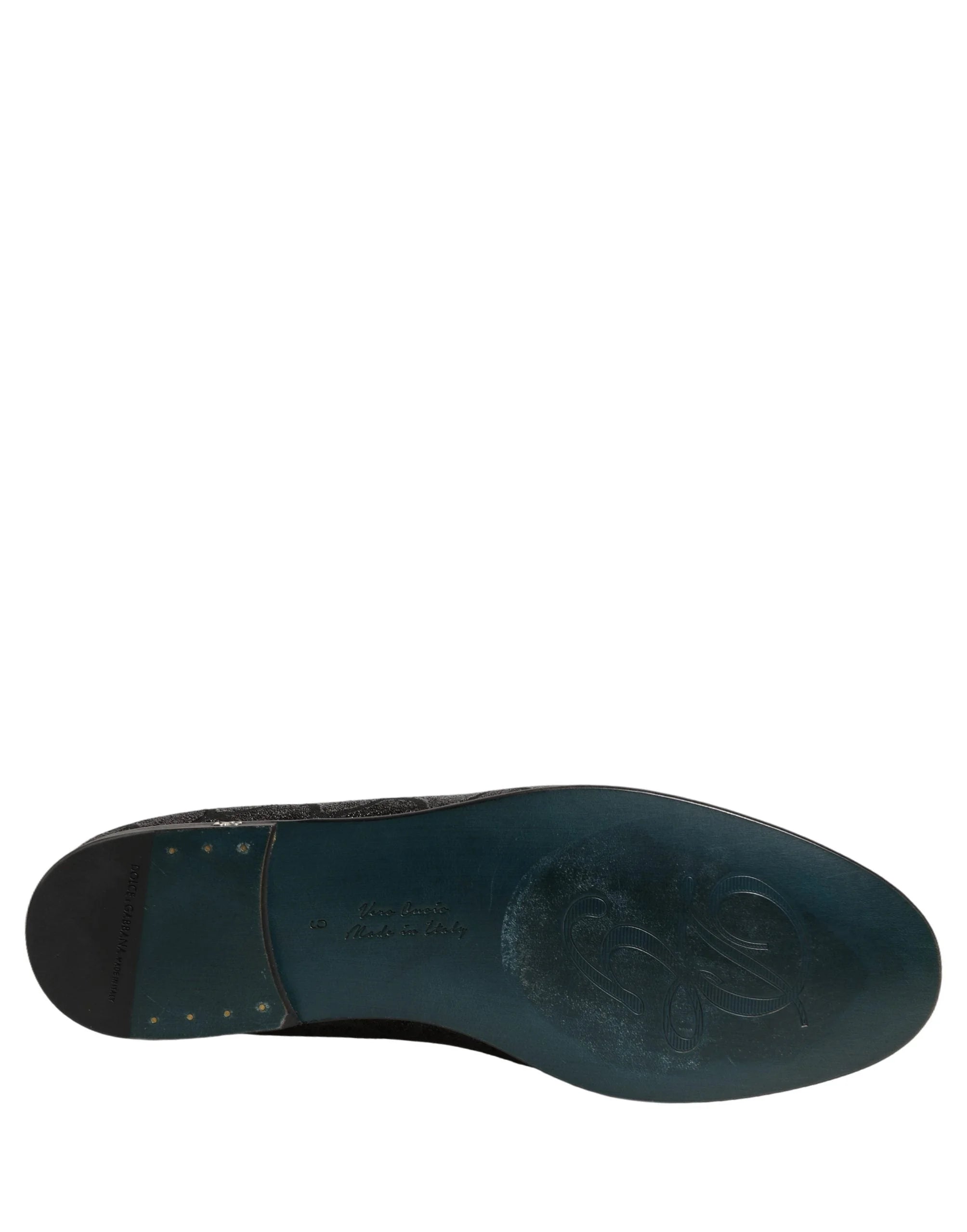 Dolce & Gabbana Black Glitter Brocade Men Dress Loafers Shoes - EU43/US10
