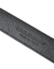 Dolce & Gabbana Black Glittered Leather Silver Buckle Belt - 90 cm / 36 Inches - Belts