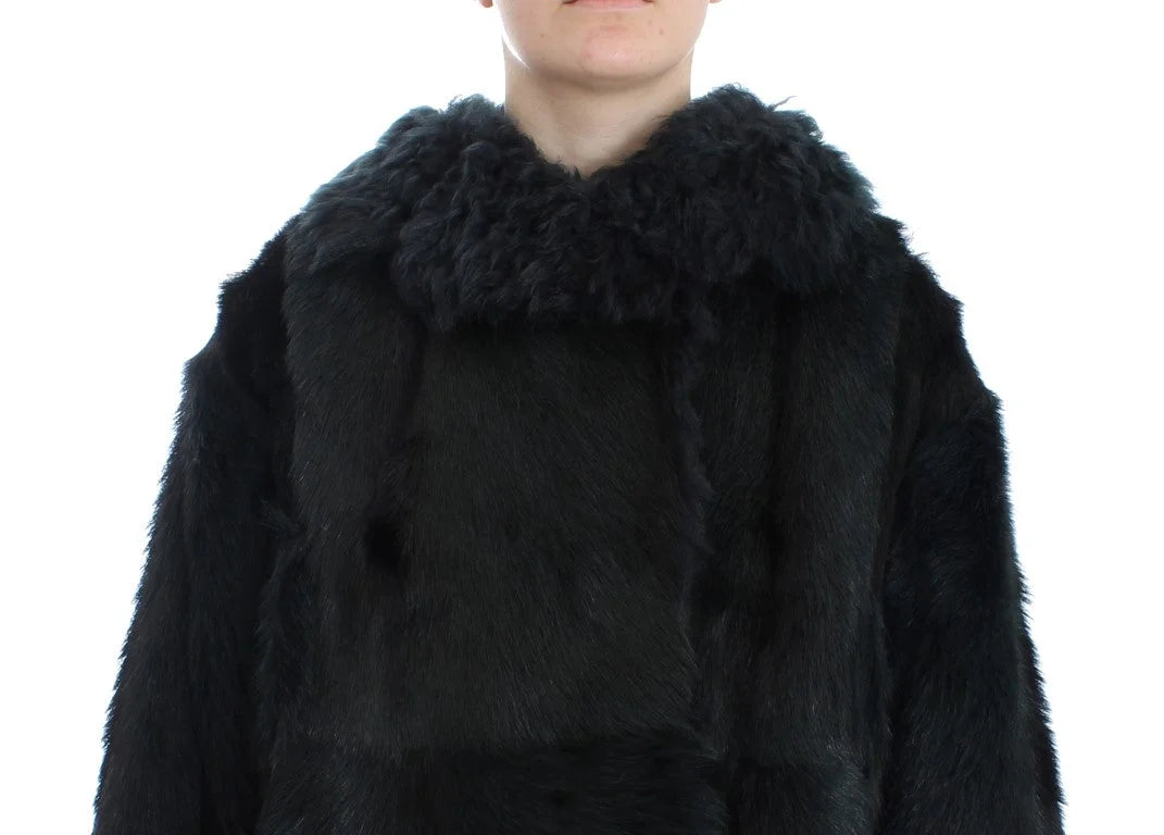 Dolce & Gabbana Black Goat Fur Shearling Long Jacket Coat - IT40|S - Overcoats