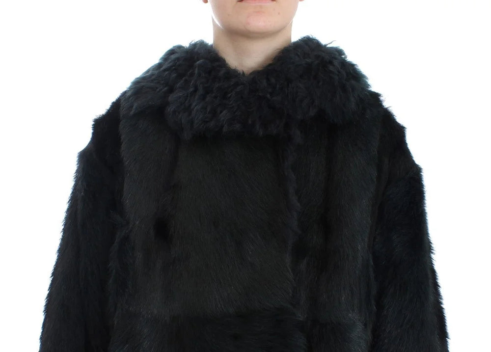 Dolce & Gabbana Black Goat Fur Shearling Long Jacket Coat - IT40|S - Overcoats