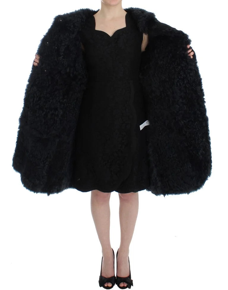 Dolce & Gabbana Black Goat Fur Shearling Long Jacket Coat - IT40|S - Overcoats