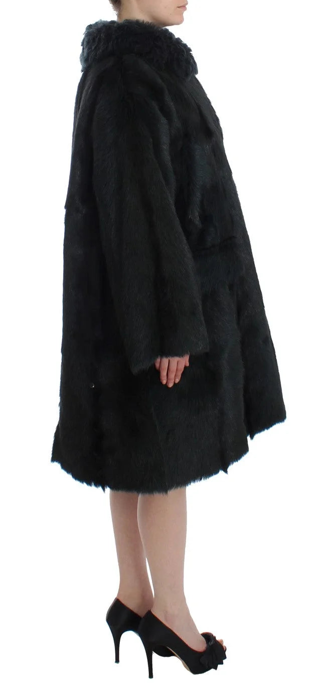 Dolce & Gabbana Black Goat Fur Shearling Long Jacket Coat - IT40|S - Overcoats