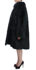 Dolce & Gabbana Black Goat Fur Shearling Long Jacket Coat - IT40|S - Overcoats