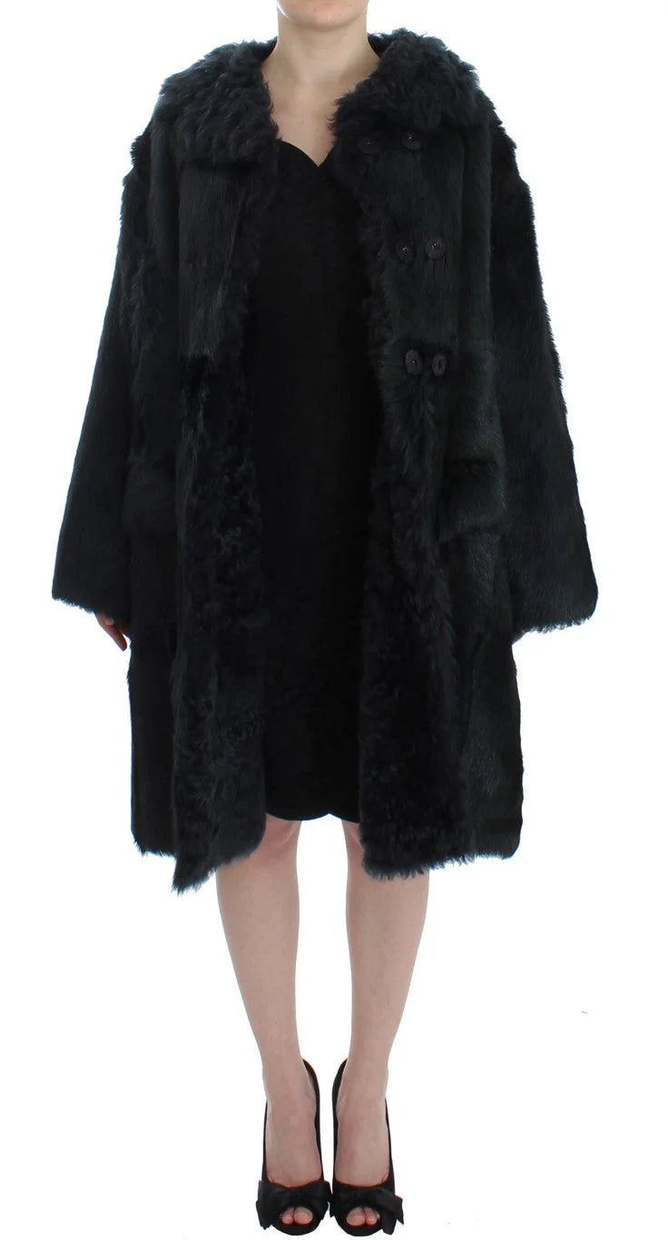 Dolce & Gabbana Black Goat Fur Shearling Long Jacket Coat - IT40|S - Overcoats