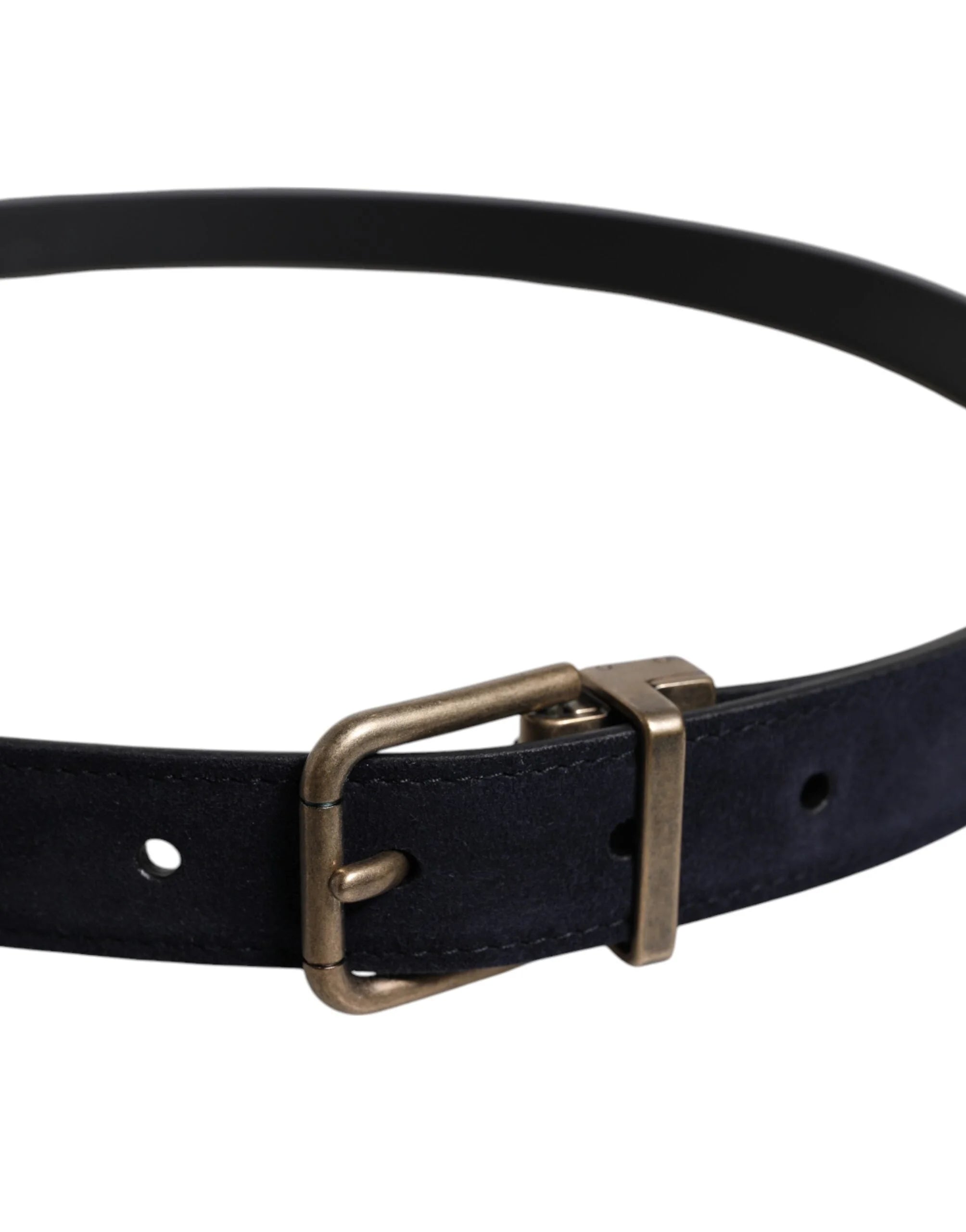Dolce & Gabbana Black Goat Leather Metal Buckle Classic Belt - 110 cm / 44 Inches - Belts