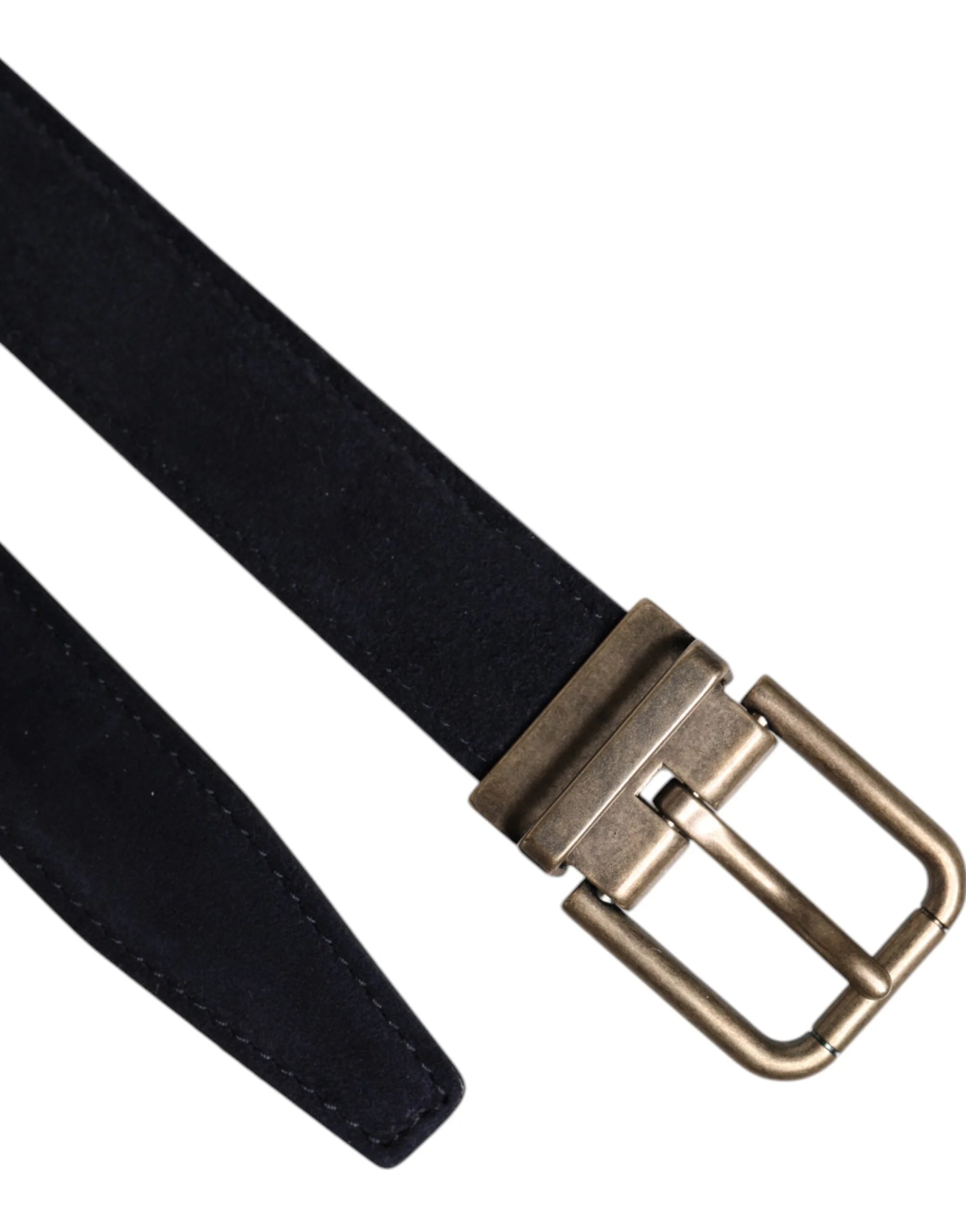Dolce & Gabbana Black Goat Leather Metal Buckle Classic Belt - 110 cm / 44 Inches - Belts