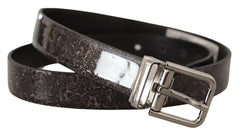 Dolce & Gabbana Black Goccia Glitter Patent Leather Buckle Vernice Belt - 90 cm / 36 Inches - Belts