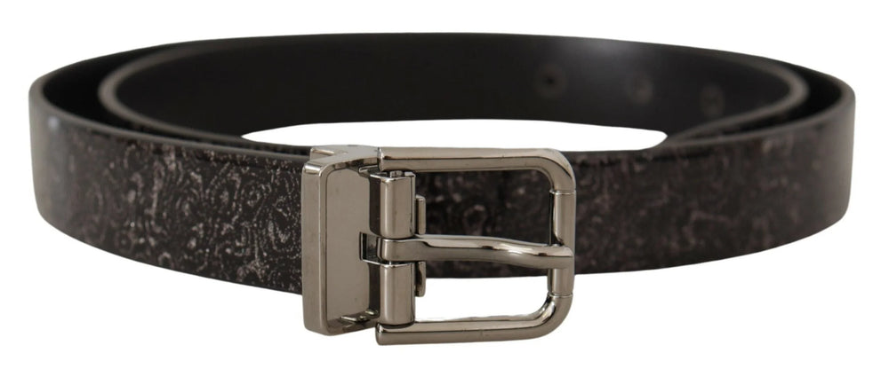 Dolce & Gabbana Black Goccia Glitter Patent Leather Buckle Vernice Belt - 90 cm / 36 Inches - Belts