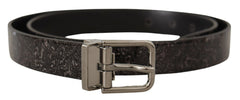 Dolce & Gabbana Black Goccia Glitter Patent Leather Buckle Vernice Belt - 90 cm / 36 Inches - Belts