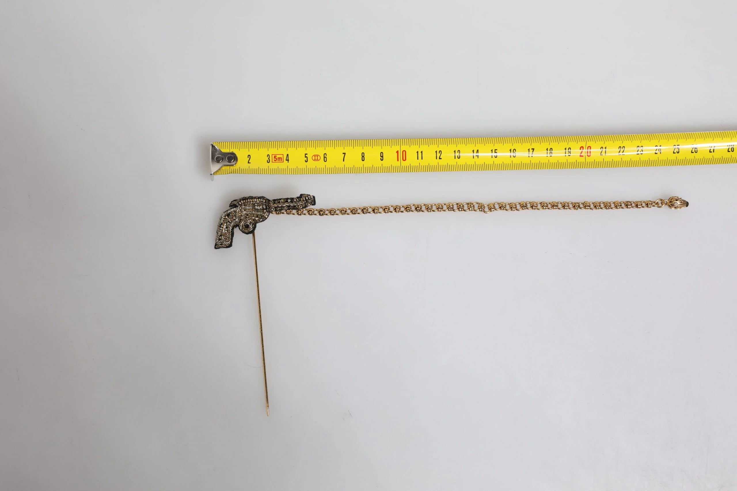 Dolce & Gabbana Black Gold Brass Copper Revolver Brooch Lapel Pin - Brooches & Lapel Pins