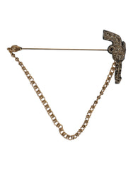 Dolce & Gabbana Black Gold Brass Copper Revolver Brooch Lapel Pin - Brooches & Lapel Pins