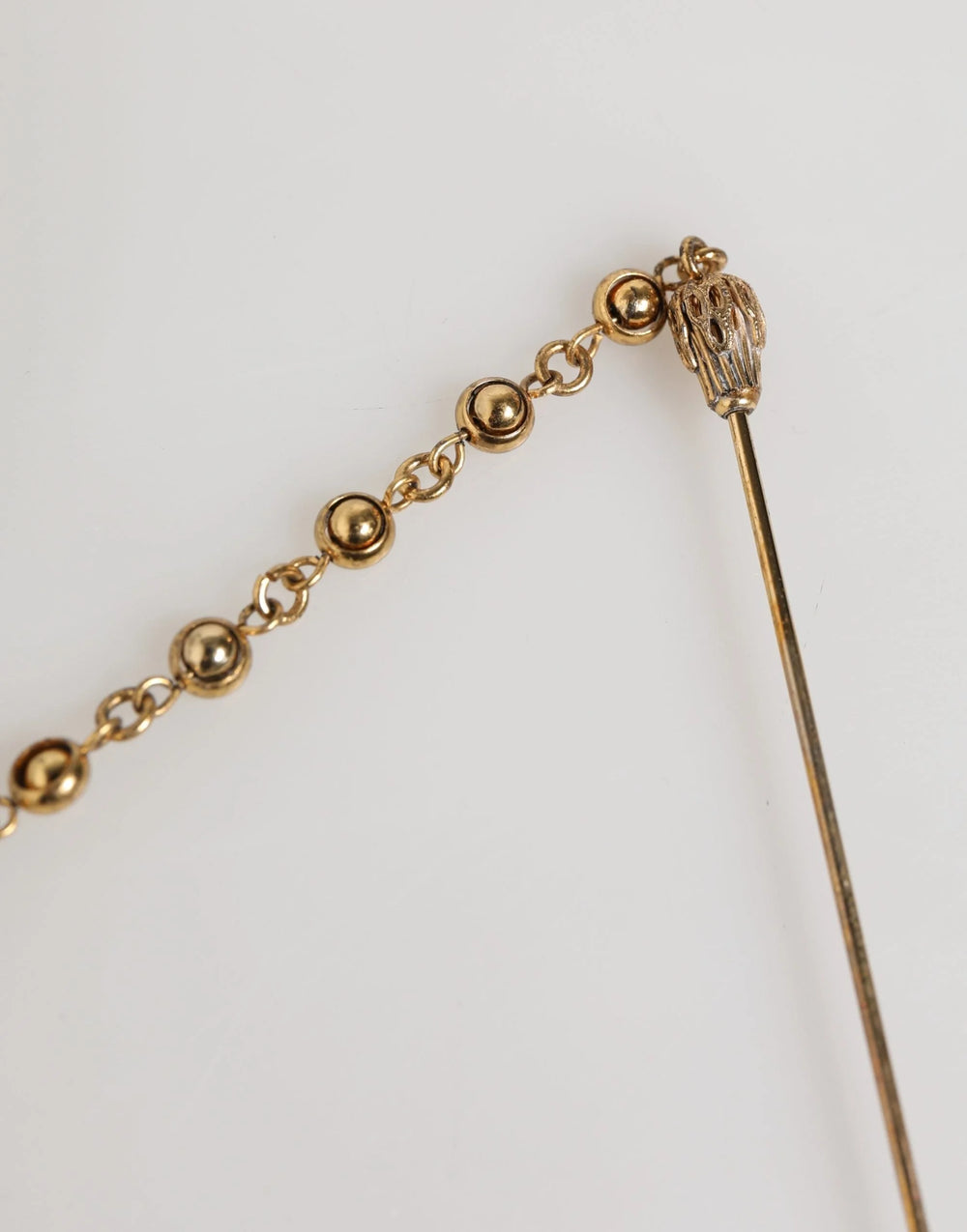 Dolce & Gabbana Black Gold Brass Crystal Chain Women Lapel Pin Brooch