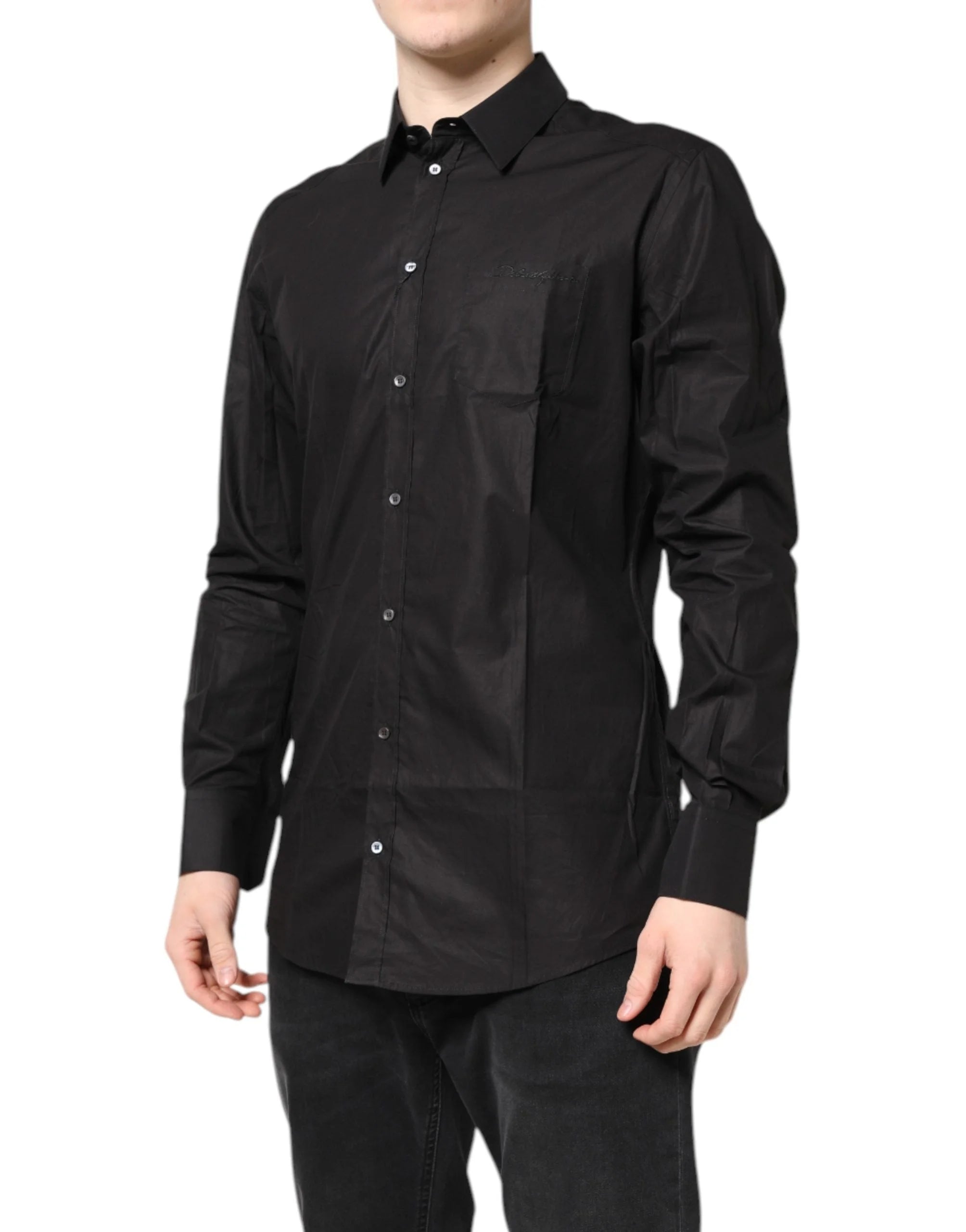 Dolce & Gabbana Black GOLD Cotton Collared Formal Dress Shirt - IT38 | XS - Shirts