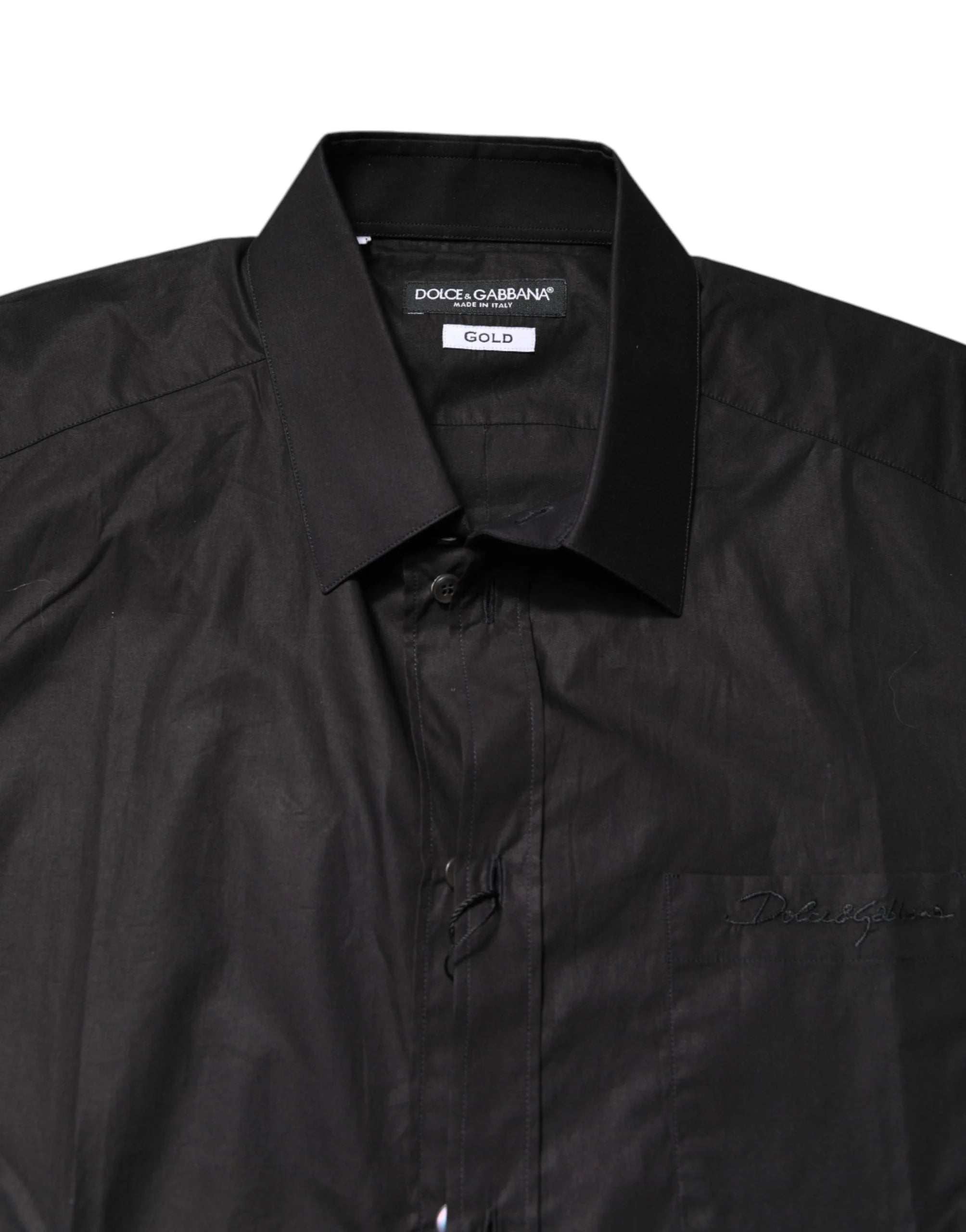 Dolce & Gabbana Black GOLD Cotton Collared Formal Dress Shirt - IT38 | XS - Shirts