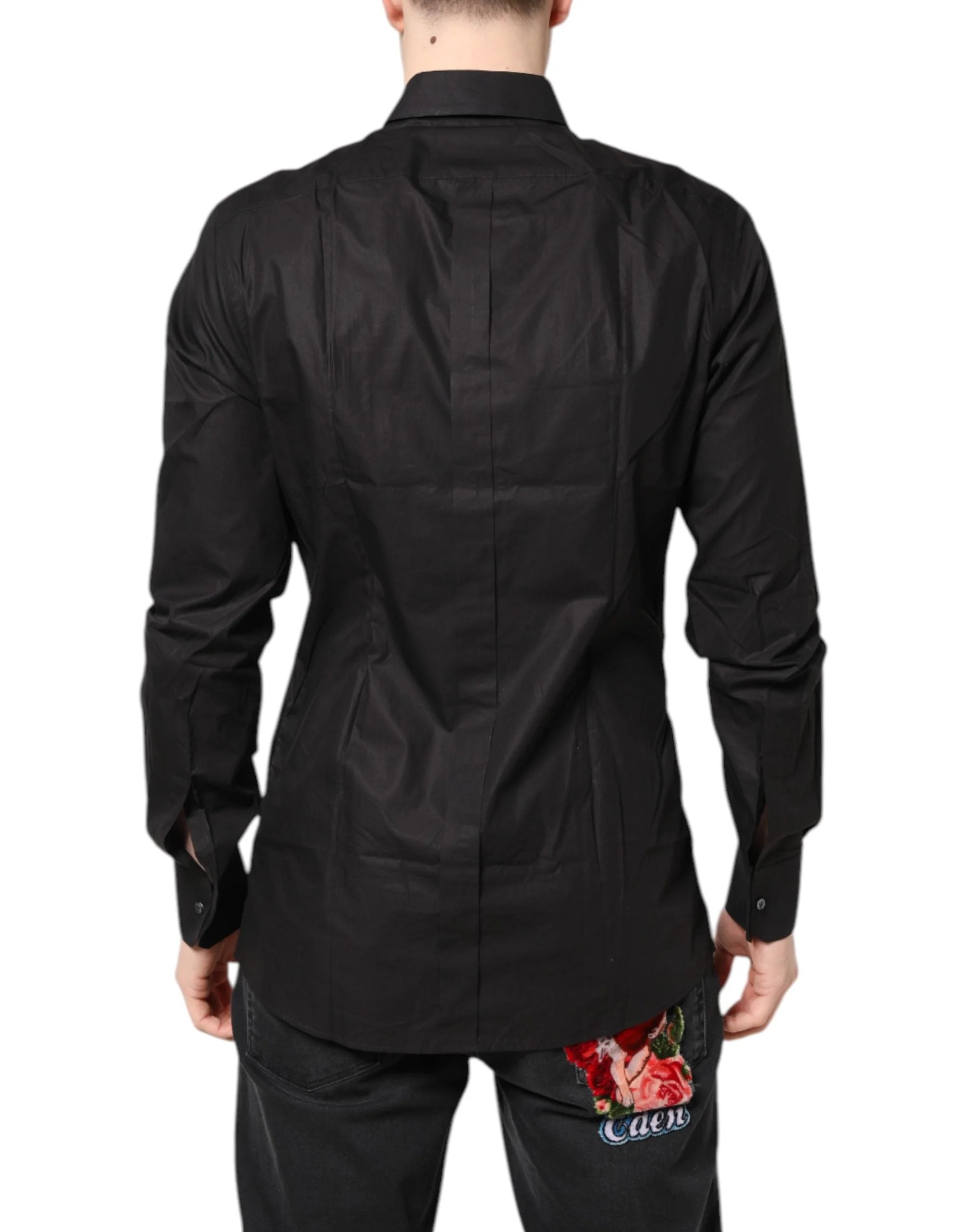 Dolce & Gabbana Black GOLD Cotton Collared Formal Dress Shirt - IT38 | XS - Shirts