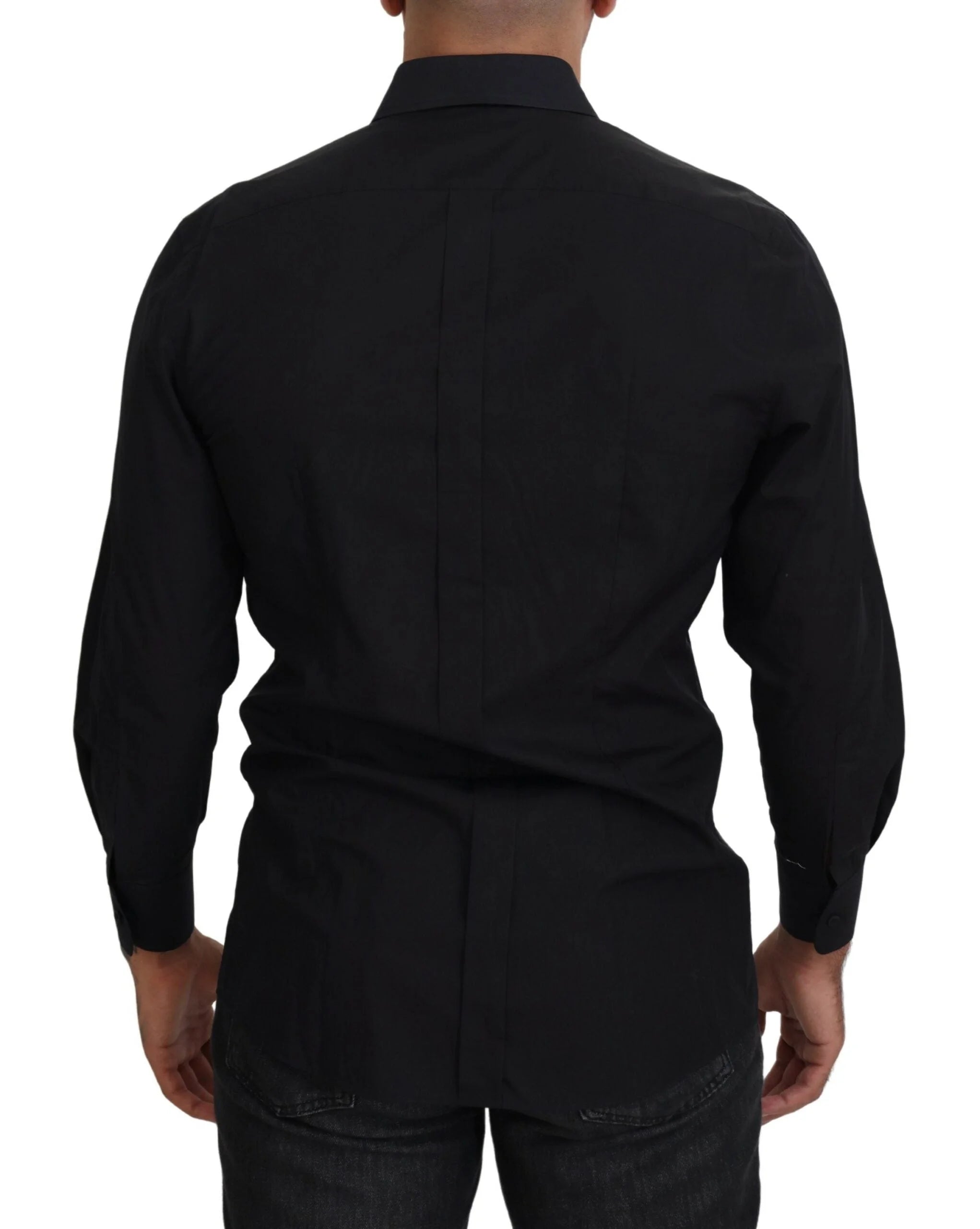 Dolce & Gabbana Black GOLD Cotton Collared Long Sleeve Shirt - IT41 | L - Shirts