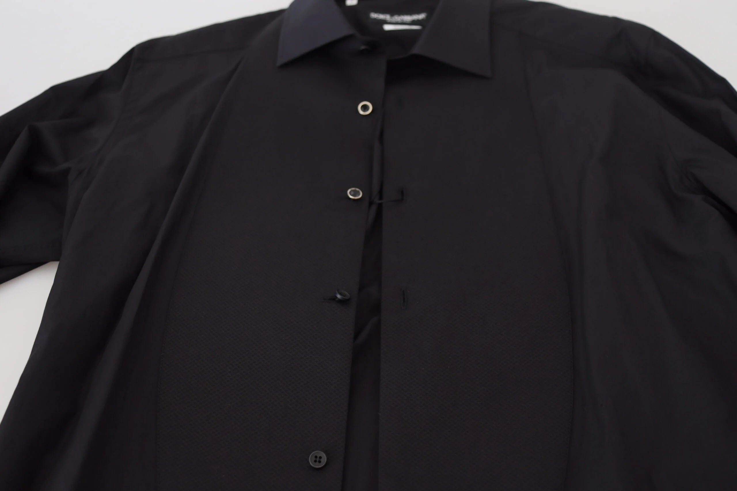 Dolce & Gabbana Black GOLD Cotton Collared Long Sleeve Shirt - IT41 | L - Shirts