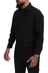 Dolce & Gabbana Black GOLD Cotton Collared Long Sleeve Shirt - IT41 | L - Shirts
