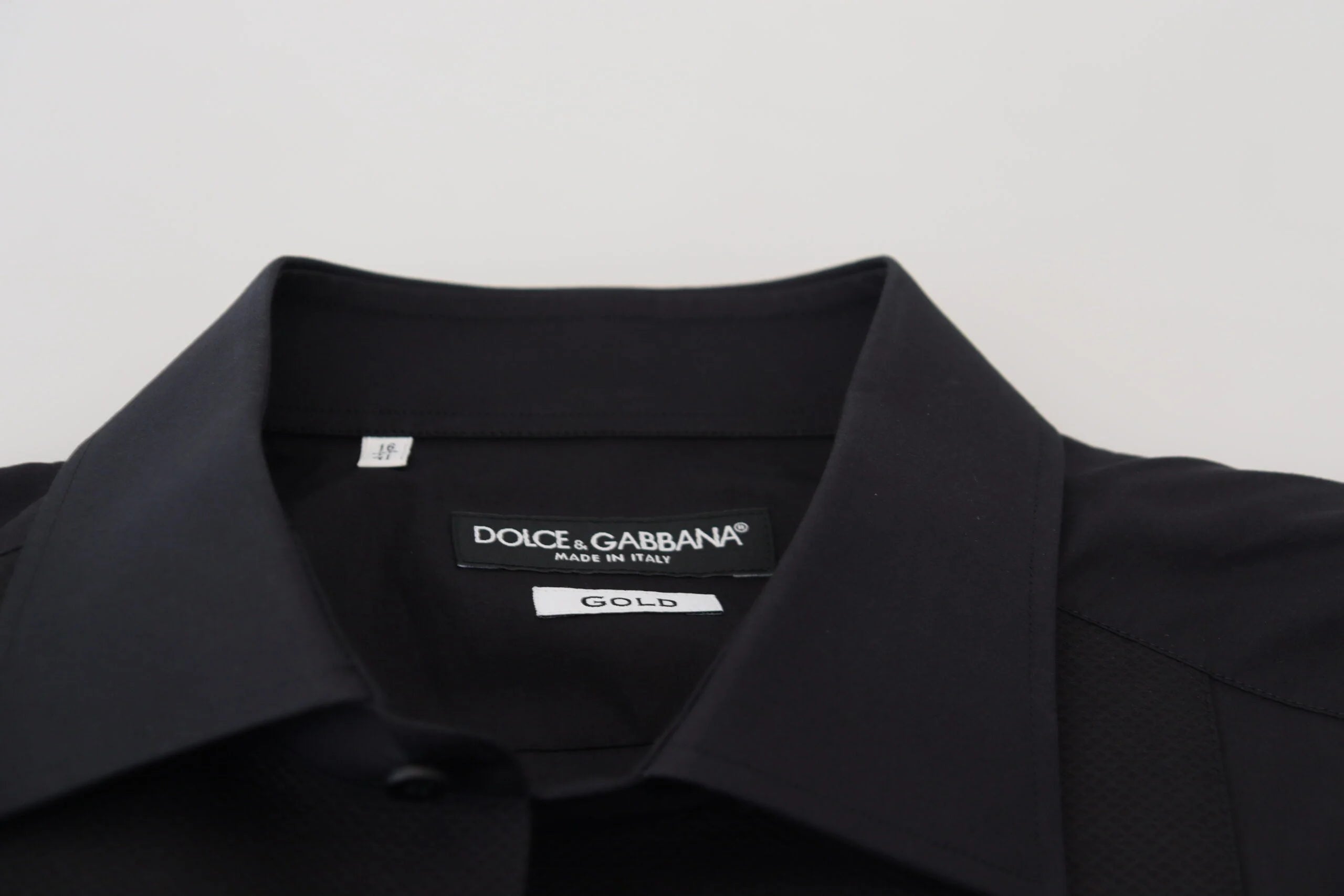 Dolce & Gabbana Black GOLD Cotton Collared Long Sleeve Shirt - IT41 | L - Shirts