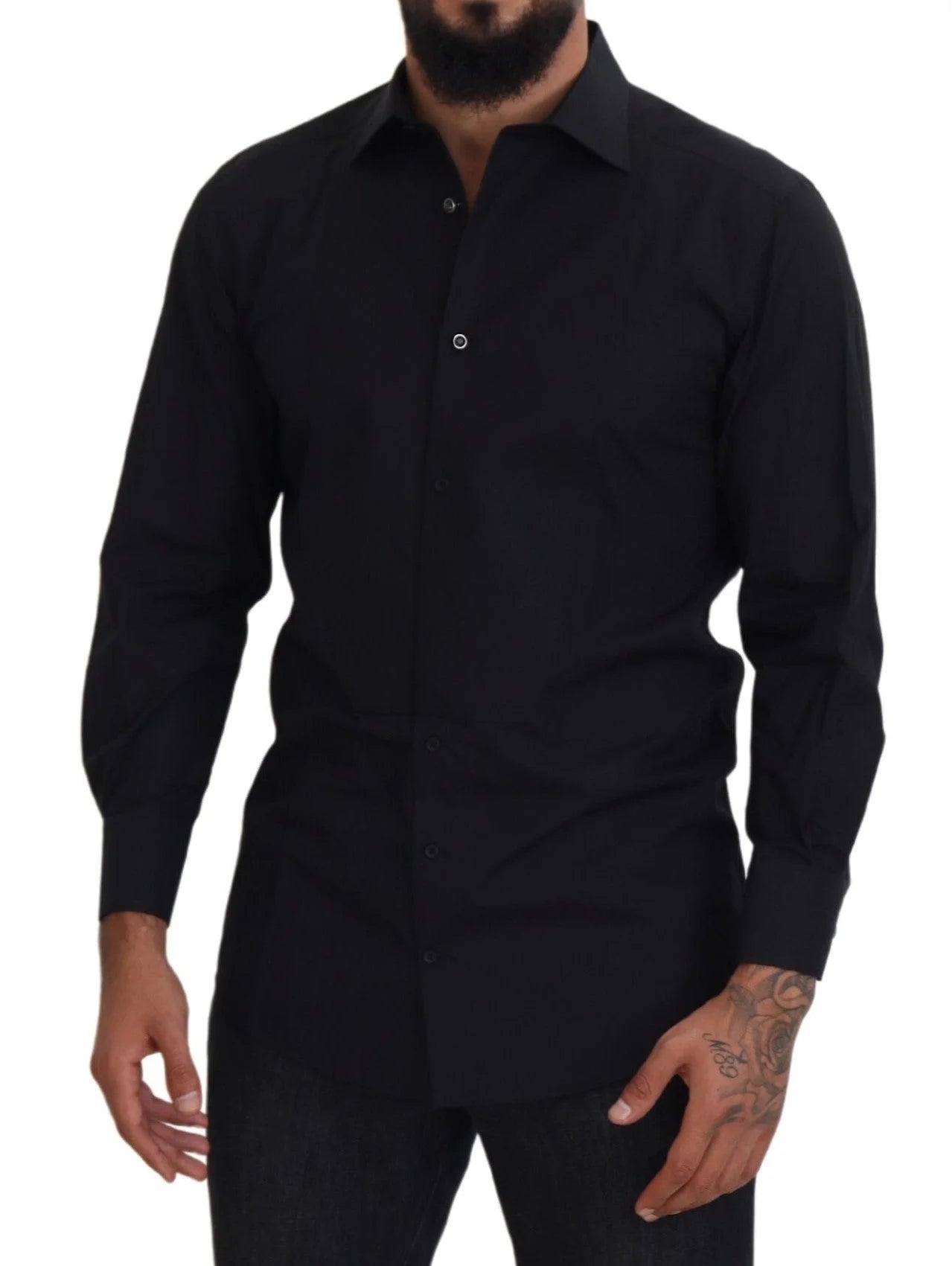 Dolce & Gabbana Black GOLD Cotton Collared Long Sleeve Shirt - IT41 | L - Shirts