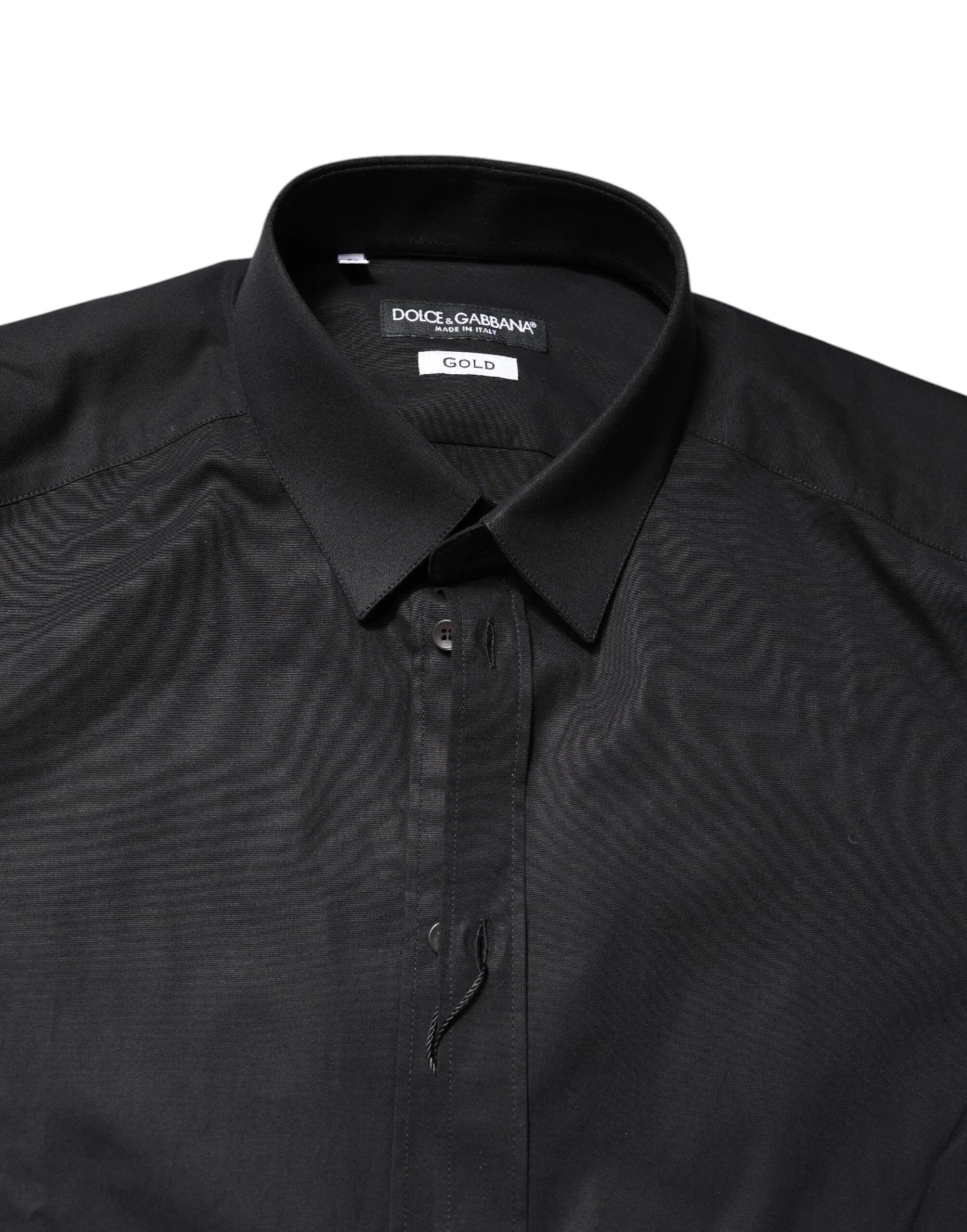 Dolce & Gabbana Black GOLD Cotton Long Sleeves Dress Shirt - Shirts