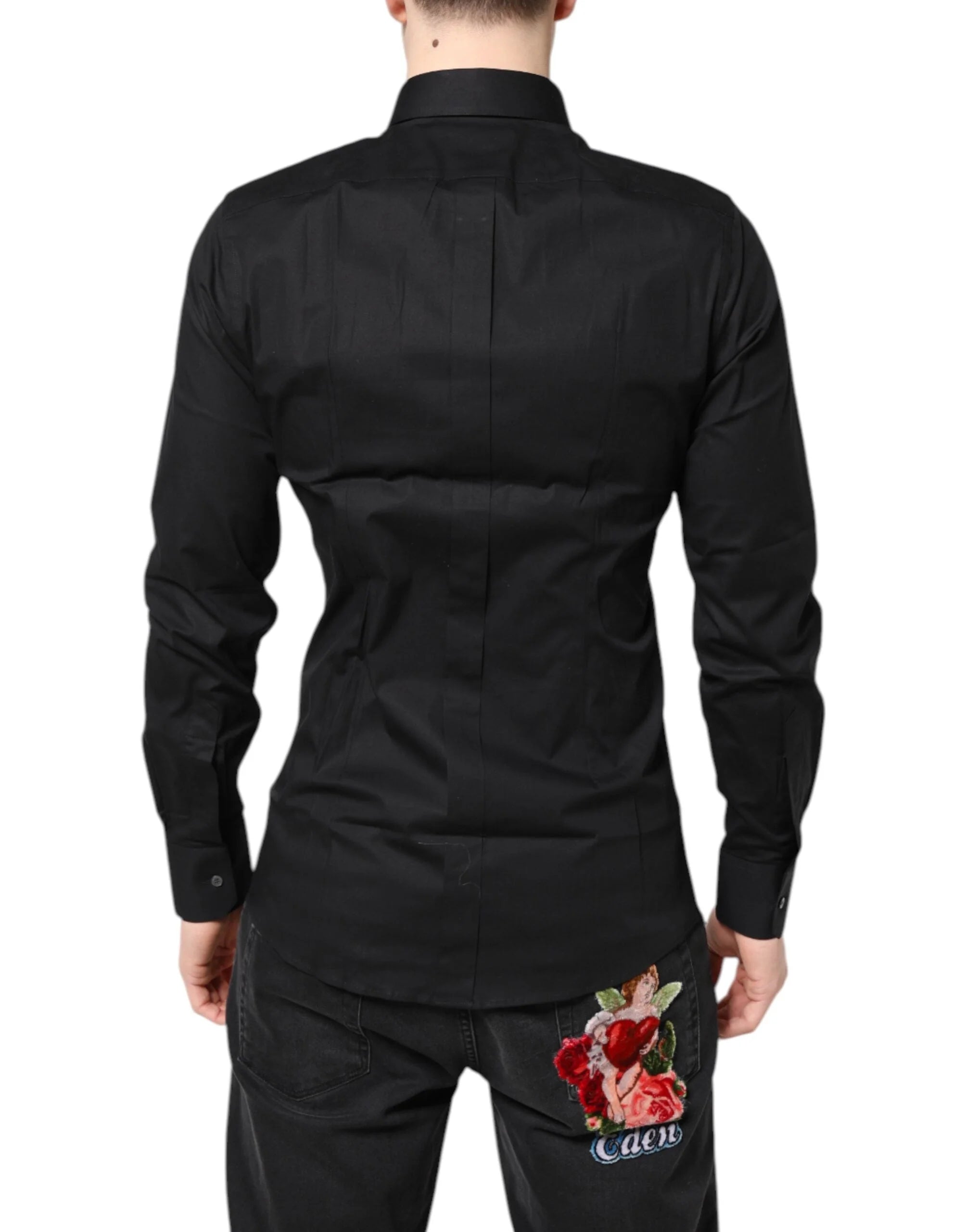 Dolce & Gabbana Black GOLD Cotton Long Sleeves Dress Shirt - Shirts