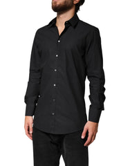 Dolce & Gabbana Black GOLD Cotton Men Dress Formal Shirt - 39