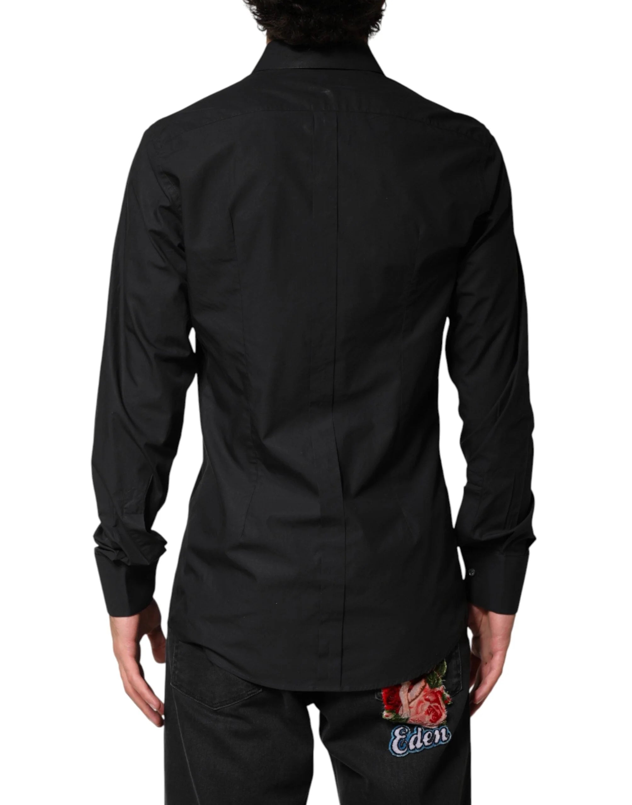 Dolce & Gabbana Black GOLD Cotton Men Dress Formal Shirt - 39