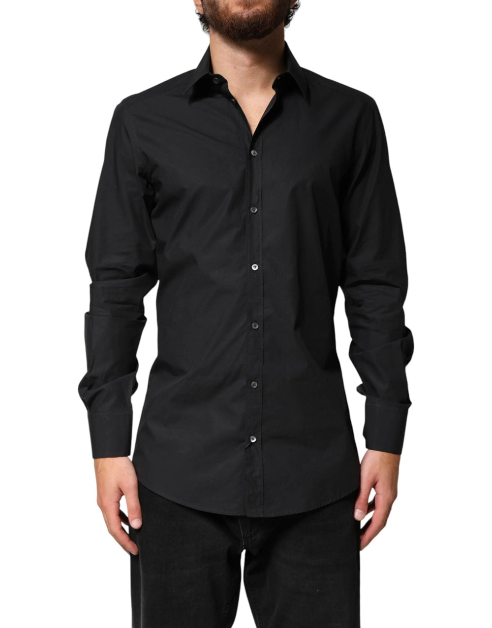 Dolce & Gabbana Black GOLD Cotton Men Dress Formal Shirt - 39