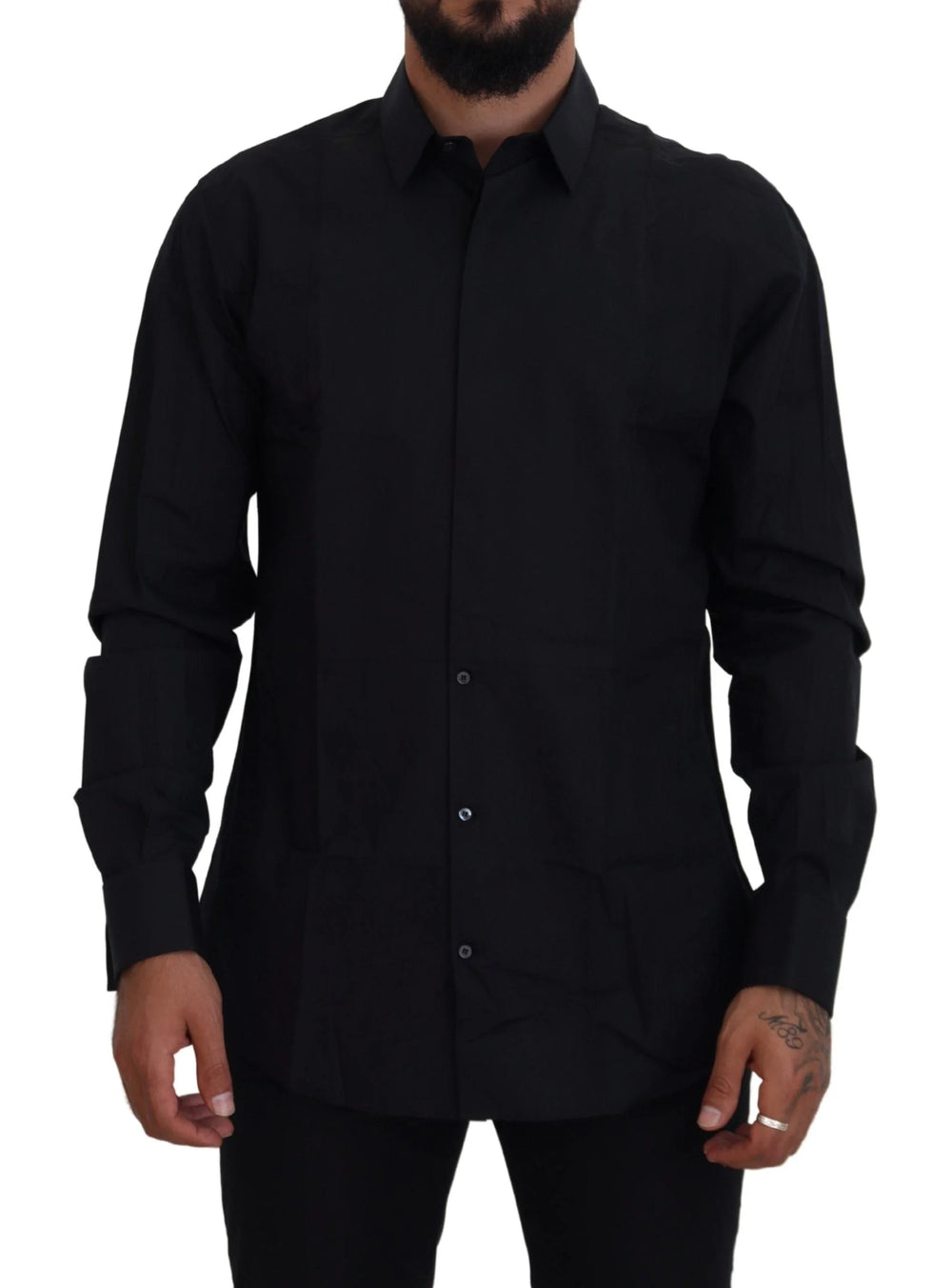 Dolce & Gabbana Black Gold Cotton Slim Fit Dress Mens Shirt - Shirts