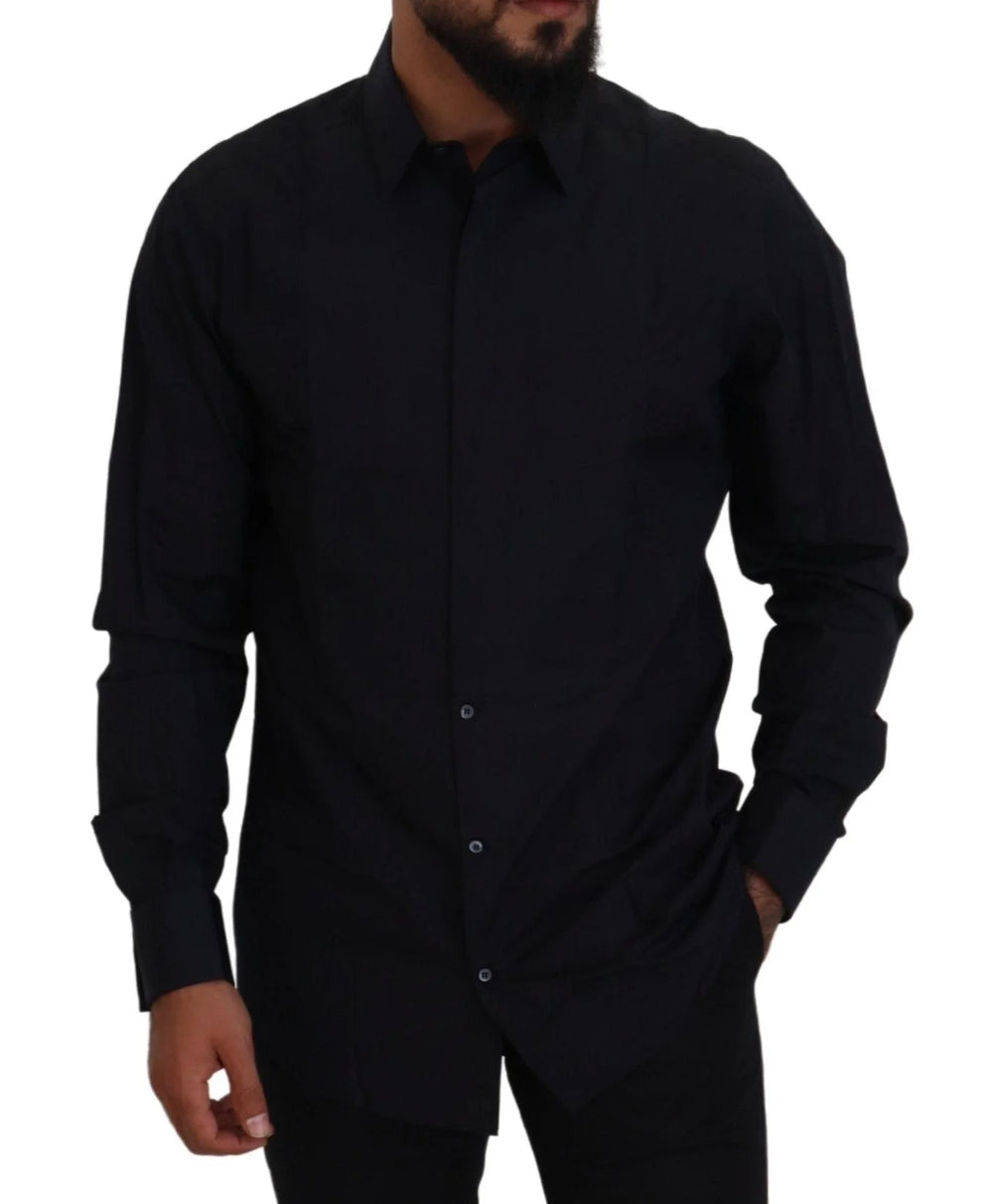 Dolce & Gabbana Black Gold Cotton Slim Fit Dress Mens Shirt - Shirts