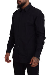 Dolce & Gabbana Black Gold Cotton Slim Fit Dress Mens Shirt - Shirts