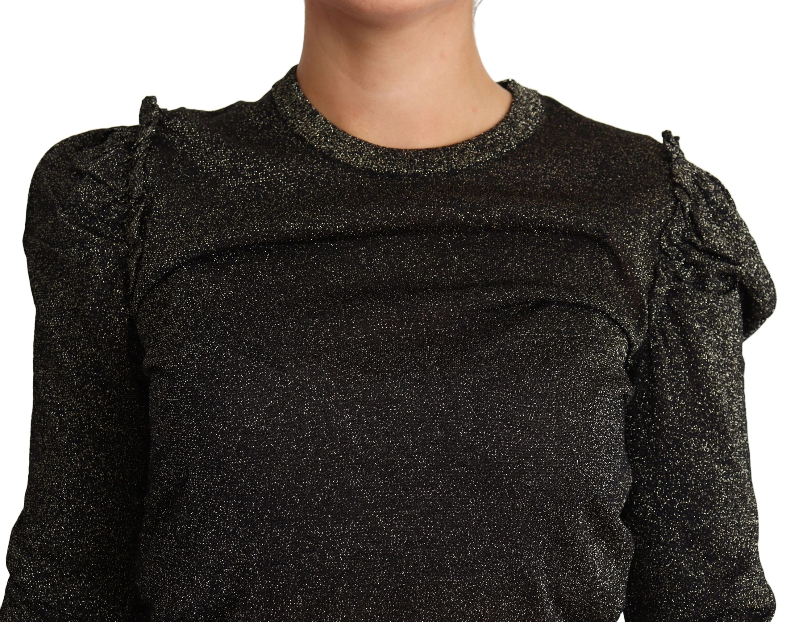 Dolce & Gabbana Black Gold Cropped Women Pullover Sweater - Sweaters