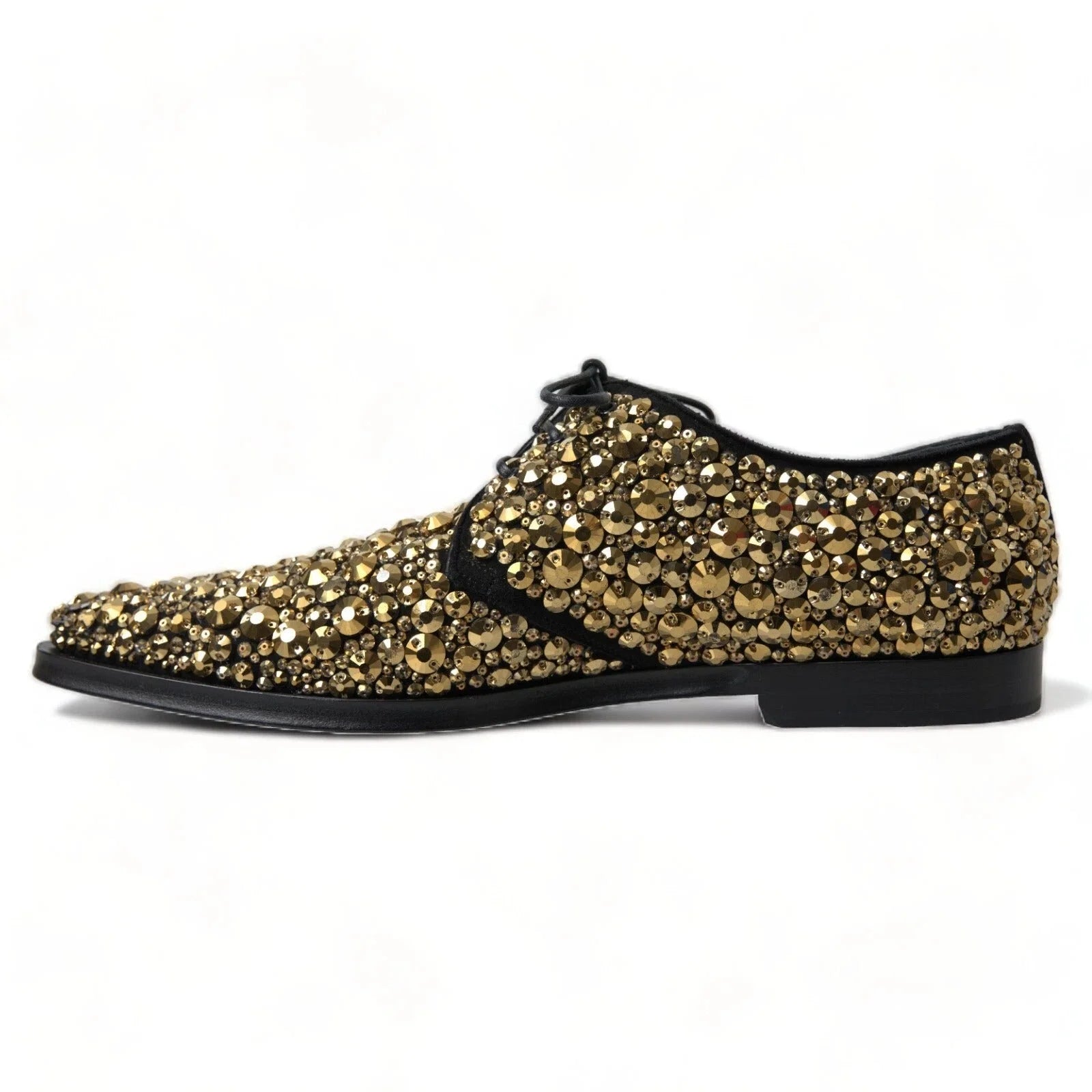 Dolce & Gabbana Black Gold Embellished Derby Shoes - EU43.5/US10.5 - Shoes