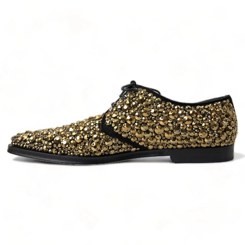 Dolce & Gabbana Black Gold Embellished Derby Shoes - EU43.5/US10.5 - Shoes