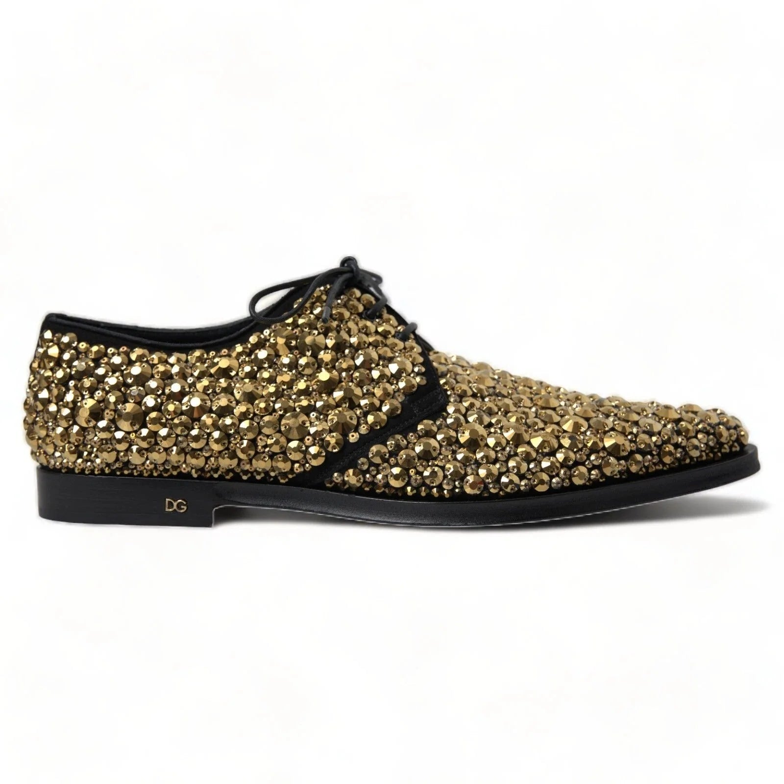 Dolce & Gabbana Black Gold Embellished Derby Shoes - EU43.5/US10.5 - Shoes