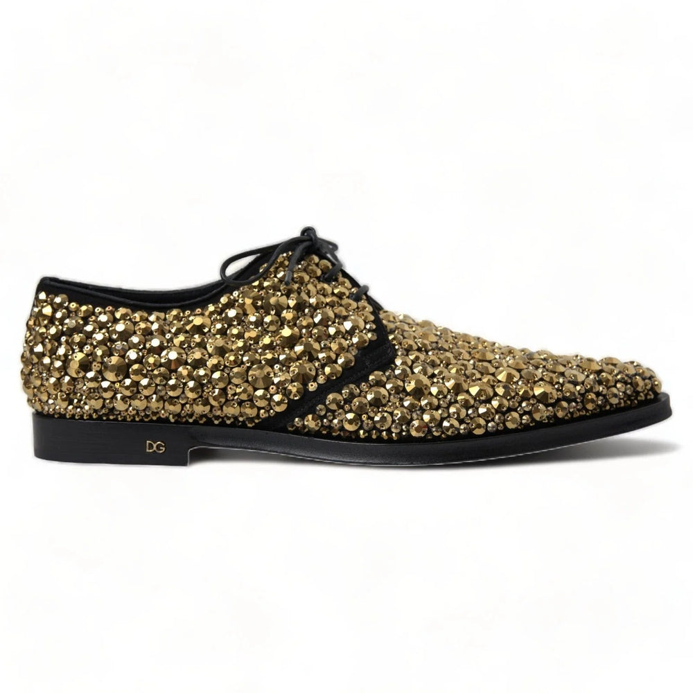 Dolce & Gabbana Black Gold Embellished Derby Shoes - EU43.5/US10.5 - Shoes