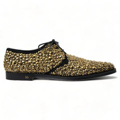 Dolce & Gabbana Black Gold Embellished Derby Shoes - EU43.5/US10.5 - Shoes