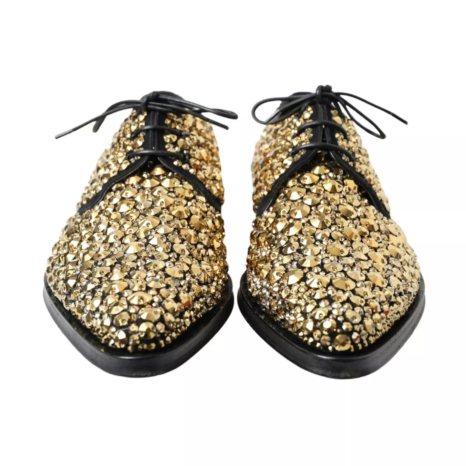 Dolce & Gabbana Black Gold Embellished Derby Shoes - EU43.5/US10.5 - Shoes