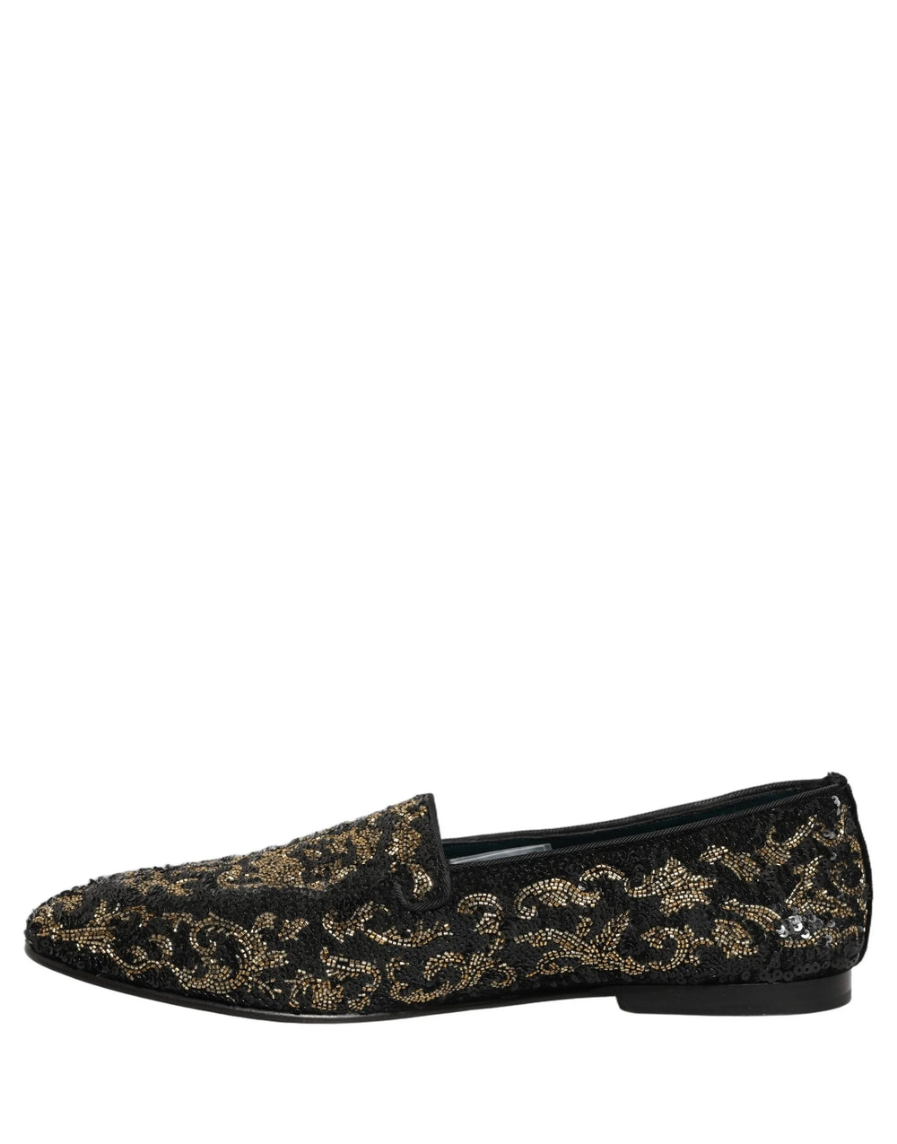 Dolce & Gabbana Black Gold Embellished Dress Loafers Shoes - EU44/US11