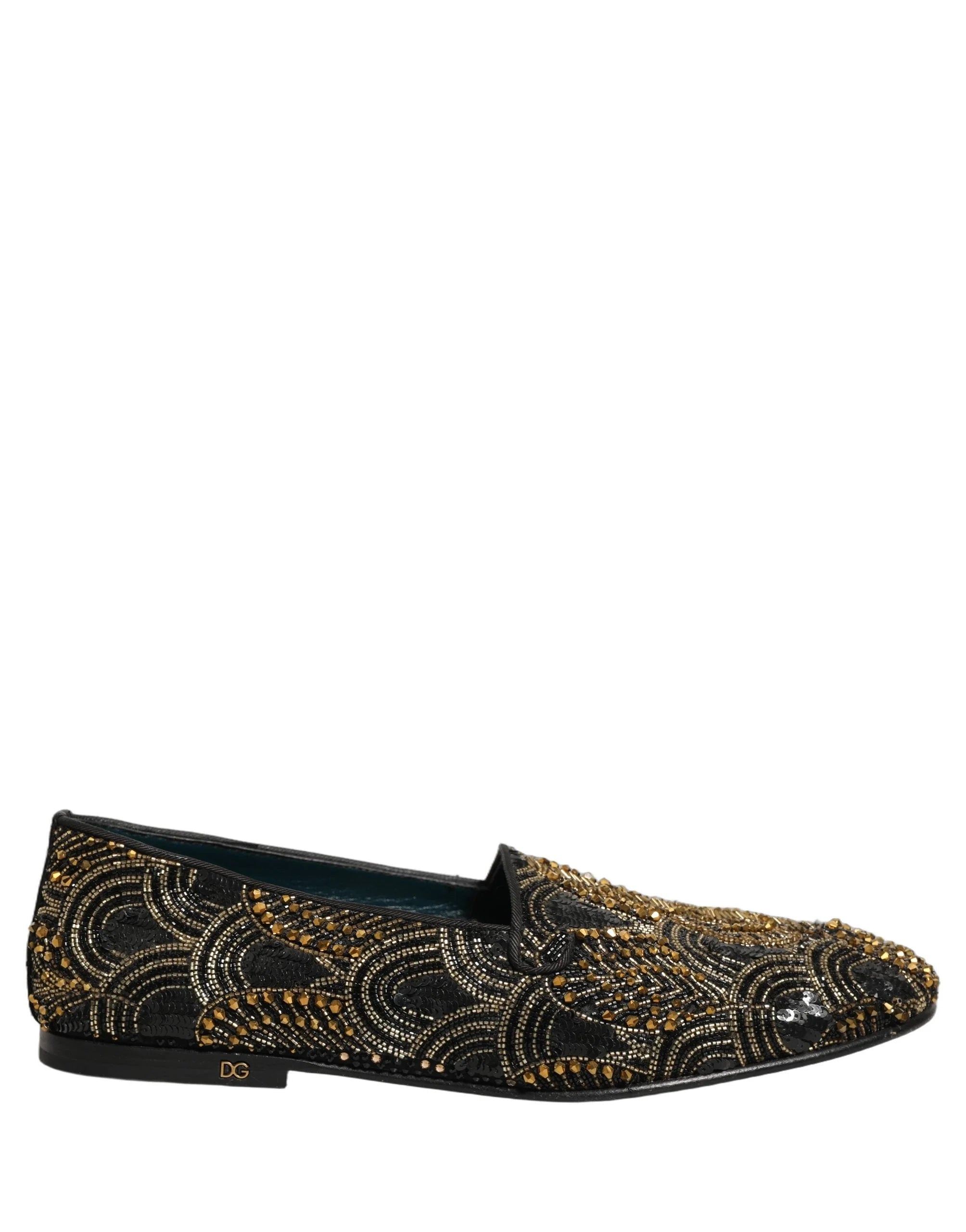 Dolce & Gabbana Fekete-arany díszített alkalmi mokaszin - EU44/US11